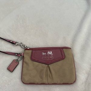 Small purple and nude Coach Wristlet
